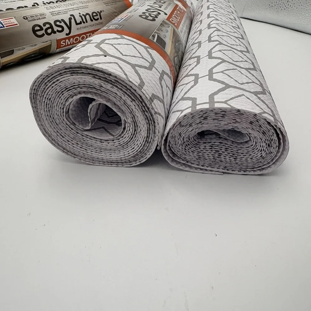 Duck Brand EasyLiner Smooth Top Shelf Liner Gray Geometric 6 Roll Lot